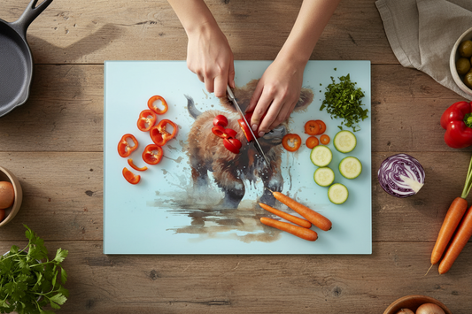 Highland Cow Glass Chopping Board - Highland Worktop Protector