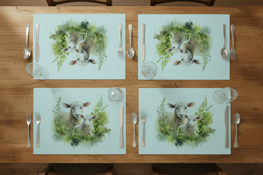 Sheep and Lamb Glass Placemat