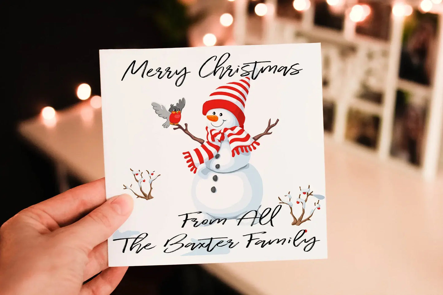 Personalised Snowman Family Christmas Card