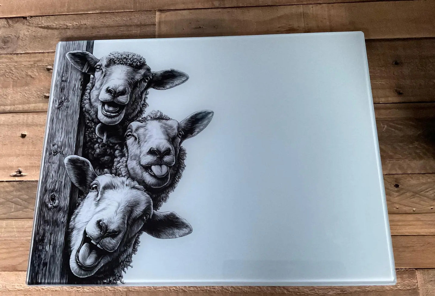 Peeking Sheep Glass Chopping Board, Peeking Sheep Worktop Saver