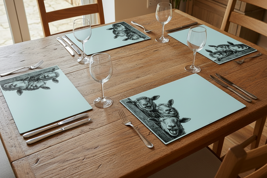 Laughing Sheep Glass Placemat