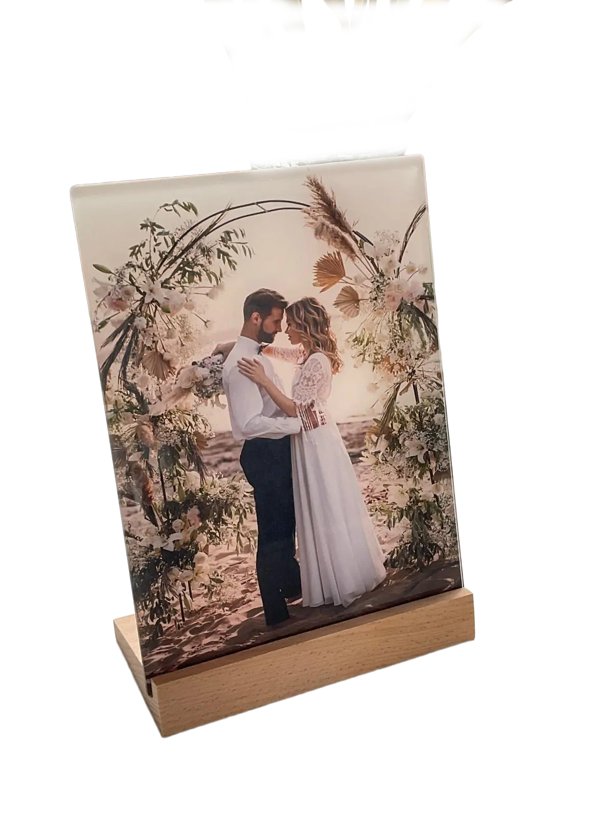 Glass Photo with Wooden Base 20cm x 25cm