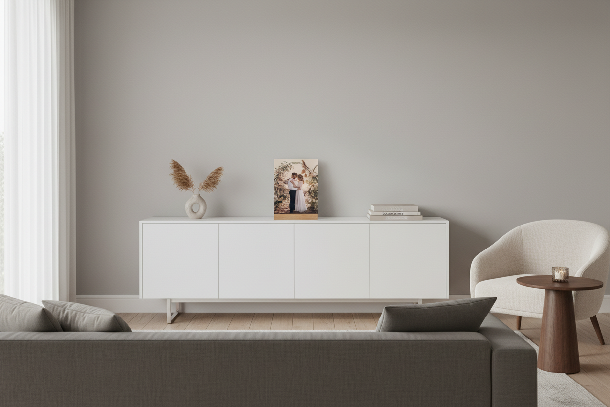 Glass Photo with Wooden Base 15cm x 20cm