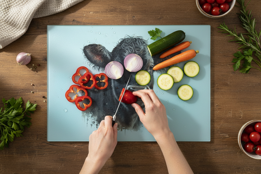 Welsh Black Glass Chopping Board, Welsh Black Worktop Saver