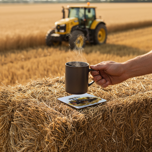 Yellow Tractor Hardboard Coaster