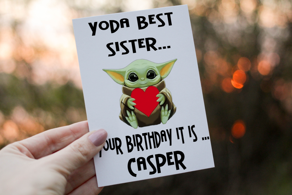 Sister Birthday Card, Yoda Card for Sister