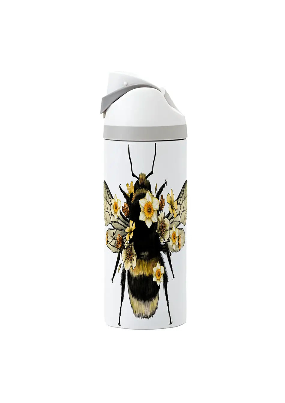 Bee and daffodils 720ml thermal drinks bottle with leakproof one-touch lid