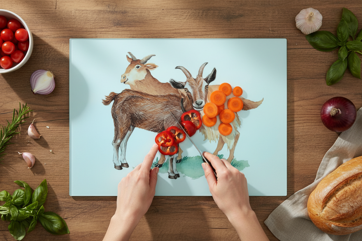 Goat Glass Chopping Board, Goat Worktop Saver