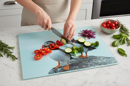 Puffin Glass Chopping Board, Puffin Worktop Saver