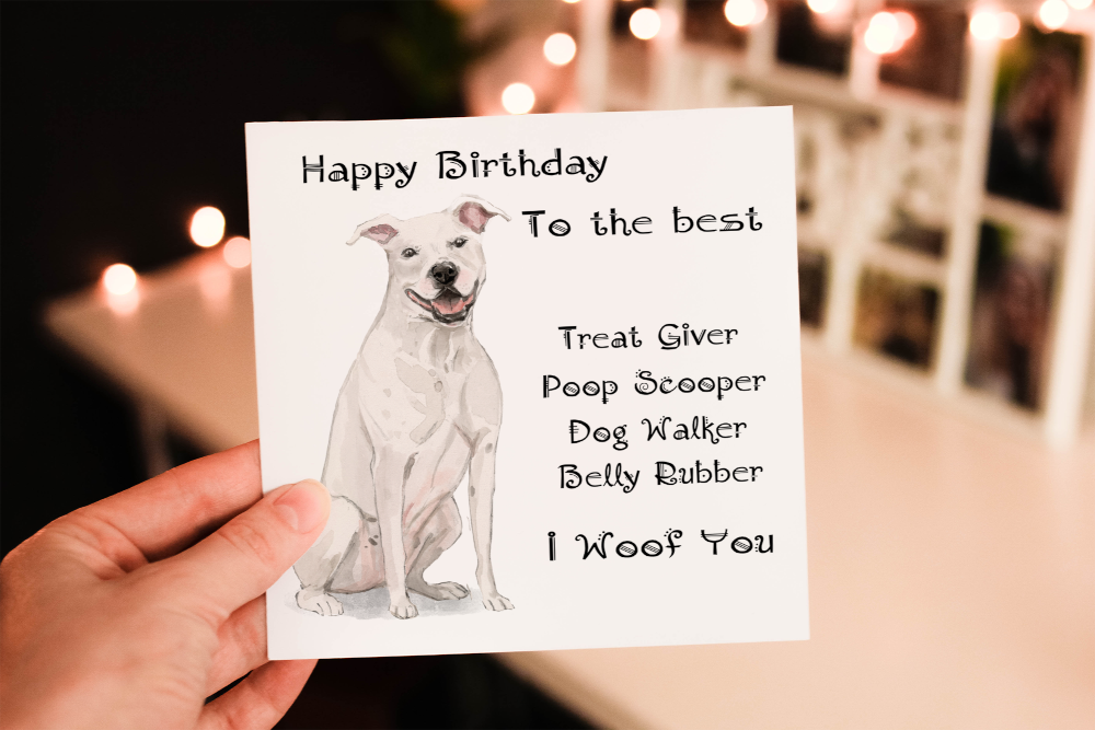 American Staffordshire Terrier Birthday Card, Dog Birthday Card