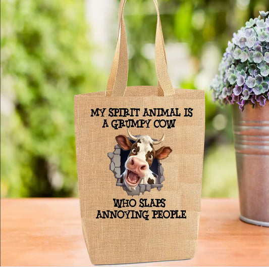 Grumpy Cow Tote Bag, Cow Bag, Personalised Tote Bag