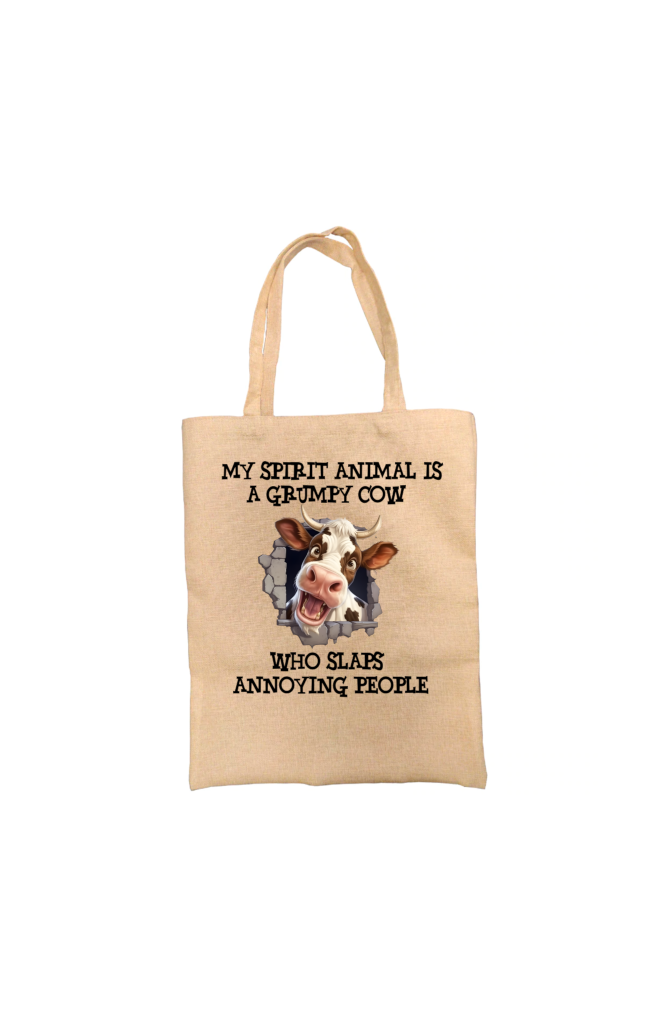 Grumpy Cow Tote Bag, Cow Bag, Personalised Tote Bag