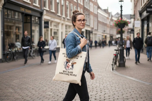 Grumpy Cow Tote Bag, Cow Bag, Personalised Tote Bag