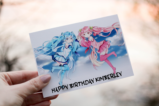 Miku Anime Birthday Card, Personalised Card for Birthday, Anime