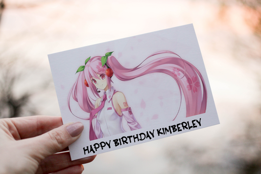 Miku Anime Birthday Card, Personalized Card for Birthday, Anime