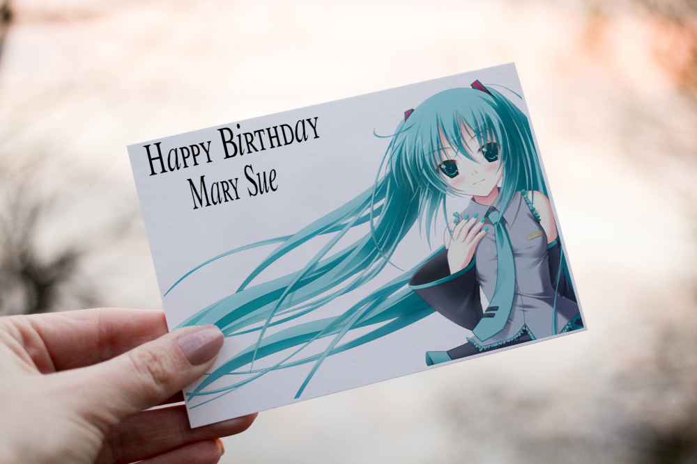 Miku Anime Birthday Card, Personalised Card for Birthday, Anime