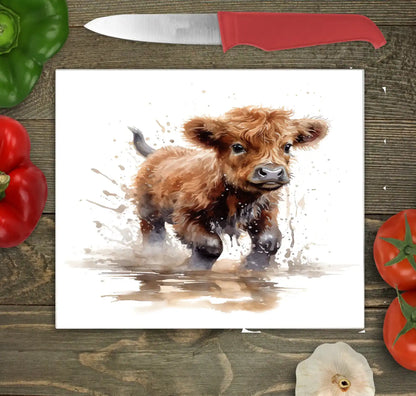 Highland Cow Glass Chopping Board - Highland Worktop Protector