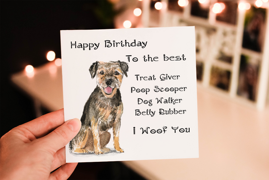 Border Terrier Dog Birthday Card, Dog Birthday Card