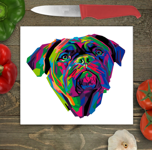 Boxer Dog Glass Chopping Board, Boxer Dog Worktop Saver
