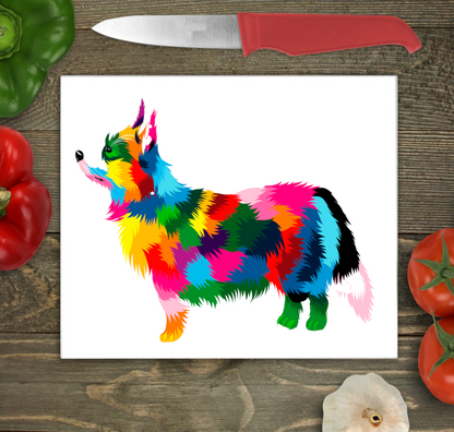 Corgi Dog Glass Chopping Board, Corgi Dog Worktop Saver