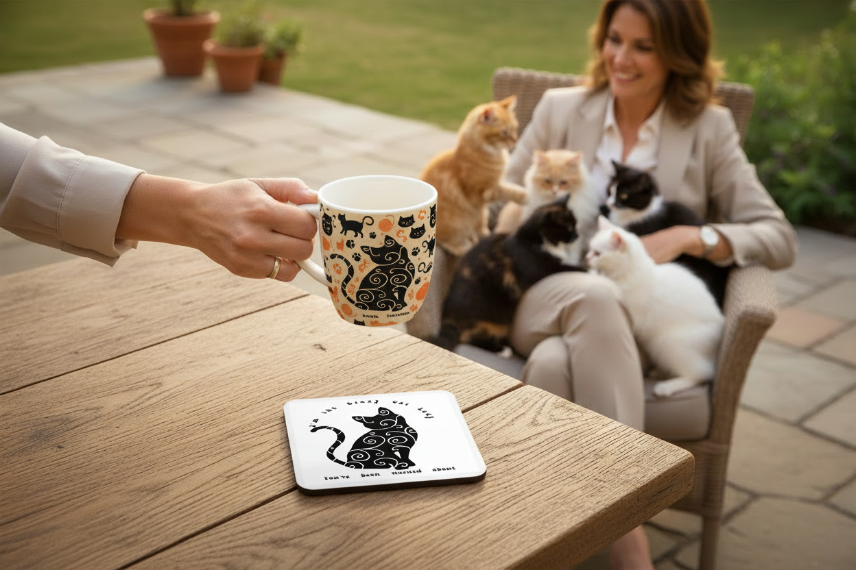 Cat Hardboard Coaster - I'm The Crazy Cat Lady, You've Been ...
