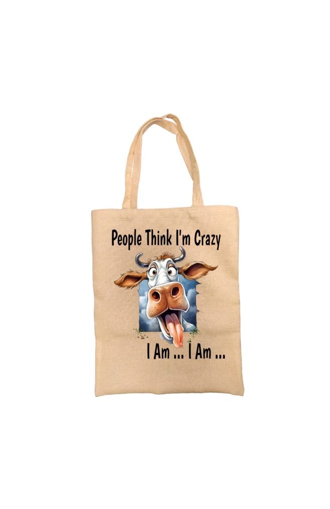 Crazy Cow Tote Bag, Cow Bag, Personalised Tote Bag