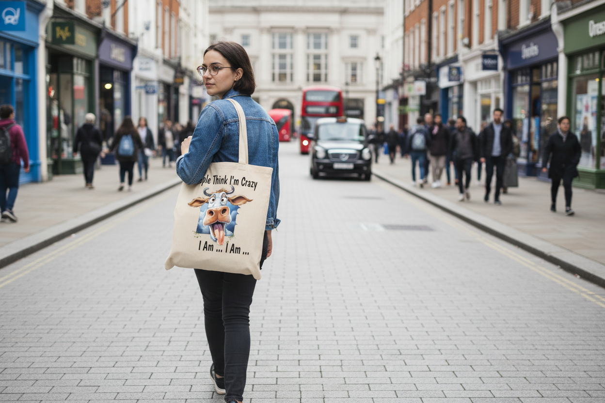 Crazy Cow Tote Bag, Cow Bag, Personalised Tote Bag