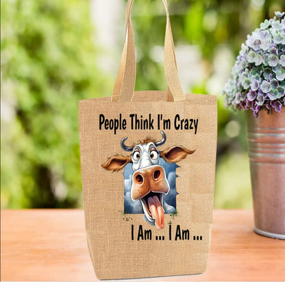 Crazy Cow Tote Bag, Cow Bag, Personalised Tote Bag