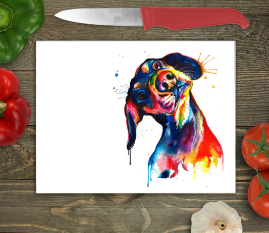 Dachshund Glass Chopping Board, Dachshund Worktop Saver