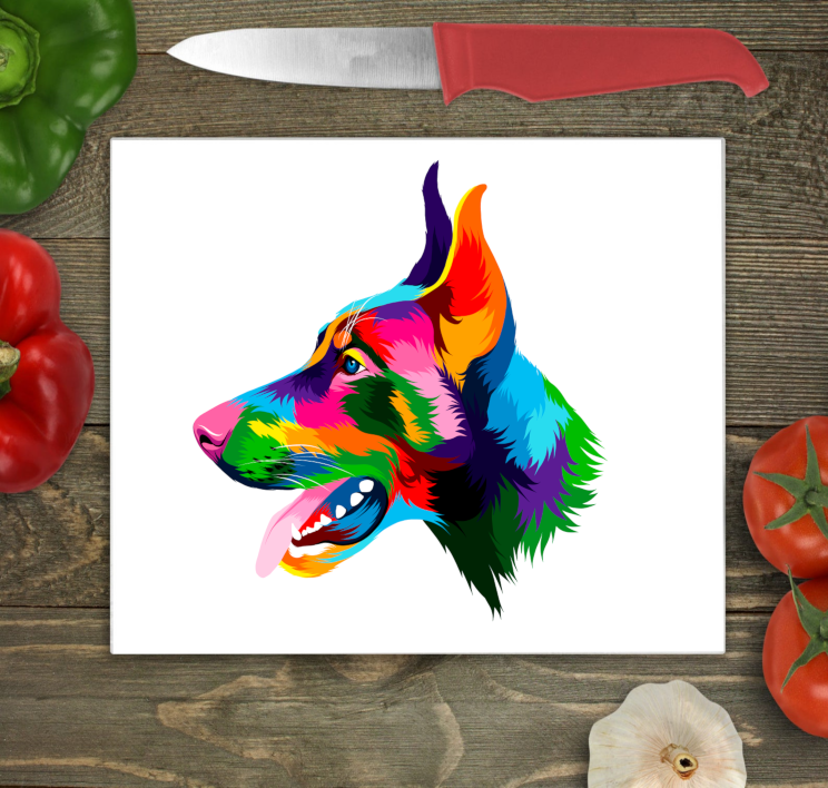 Doberman Glass Chopping Board, Doberman Worktop Saver