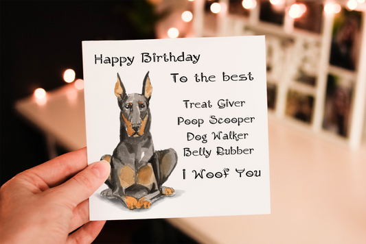 Doberman Dog Birthday Card, Dog Birthday Card