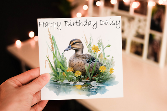 Duck watercolour birthday card
