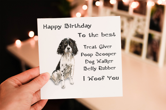 English Springer Spaniel Birthday Card, Dog Birthday Card