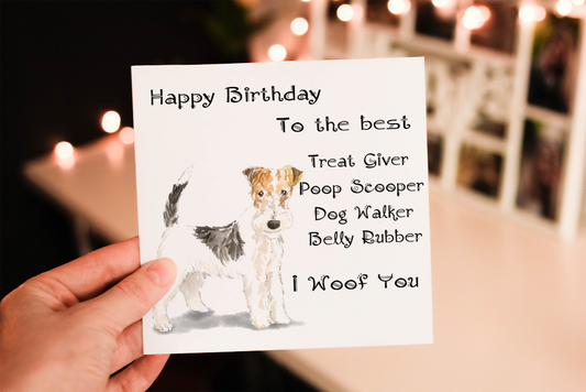 Fox Terrier Dog Birthday Card, Dog Birthday Card