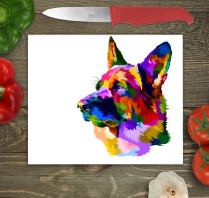 German Shepherd Glass Chopping Board, German Shepherd Worktop Saver