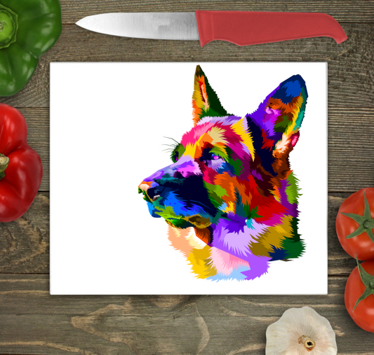 German Shepherd Glass Chopping Board, German Shepherd Worktop Saver