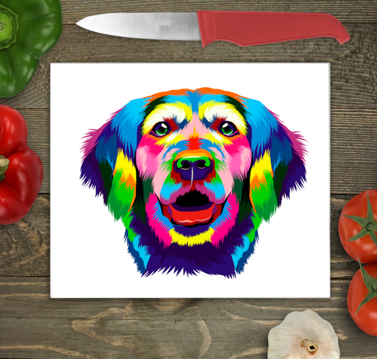 Golden Retriever Glass Chopping Board, Golden Retriever Worktop Saver