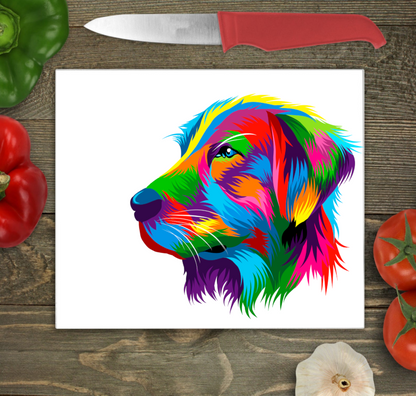 Golden Retriever Glass Chopping Board, Golden Retriever Worktop Saver