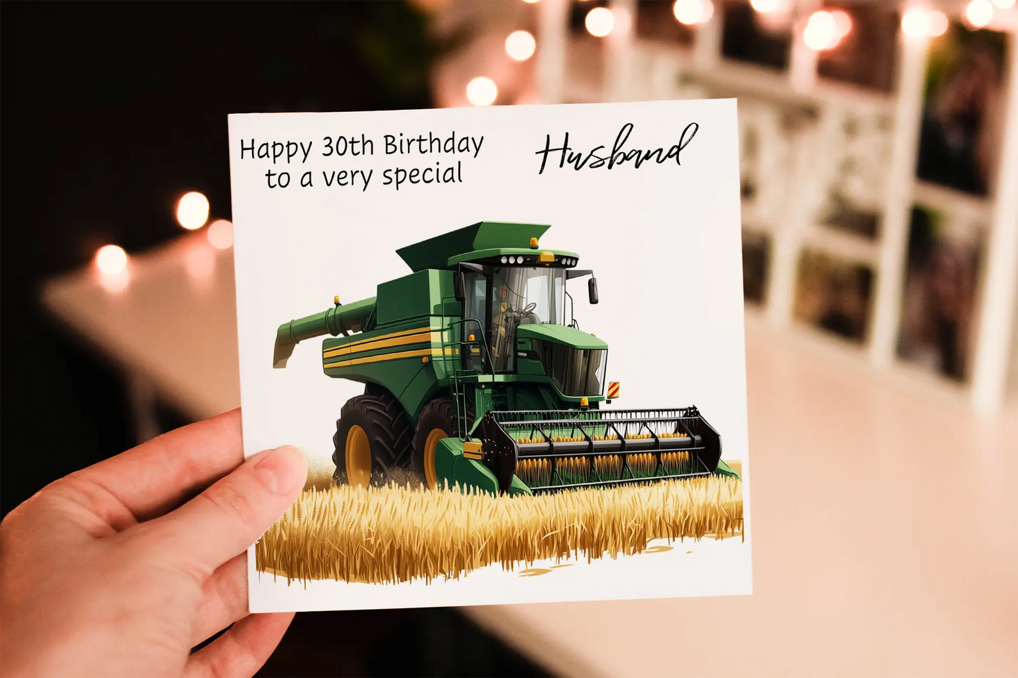 Personalised Green Combine Harvester Birthday Card: Agricultural Greeting Card