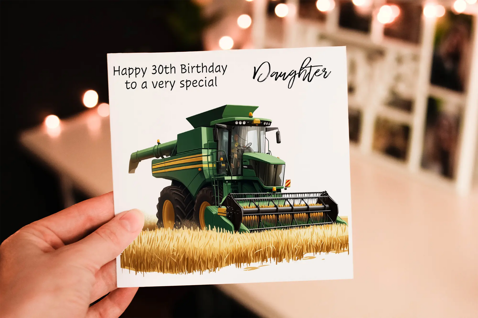 Personalised Green Combine Harvester Birthday Card: Agricultural Greeting Card