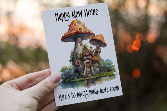 Mythical Mushroom New Home Card, Personalised Card for New Home