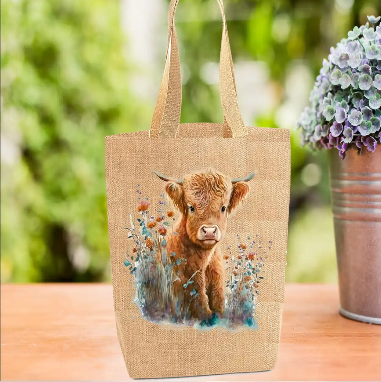 Highland Cow Calf Tote Bag, Cow Bag, Personalised Tote Bag