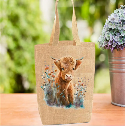 Highland Cow Calf Tote Bag, Cow Bag, Personalised Tote Bag