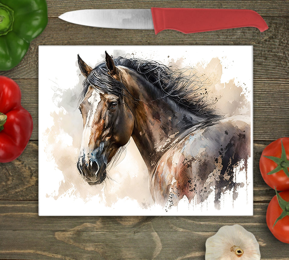 Horse Glass Chopping Board, Horse Worktop Saver