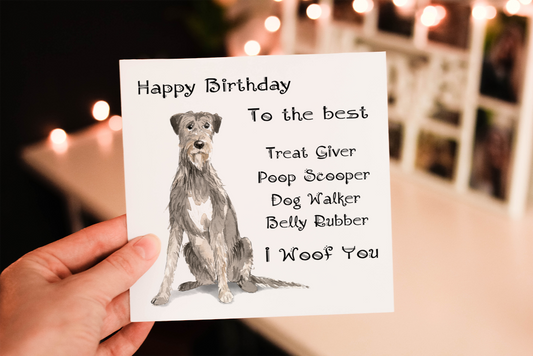 Irish Wolf Hound Dog Birthday Card, Dog Birthday Card