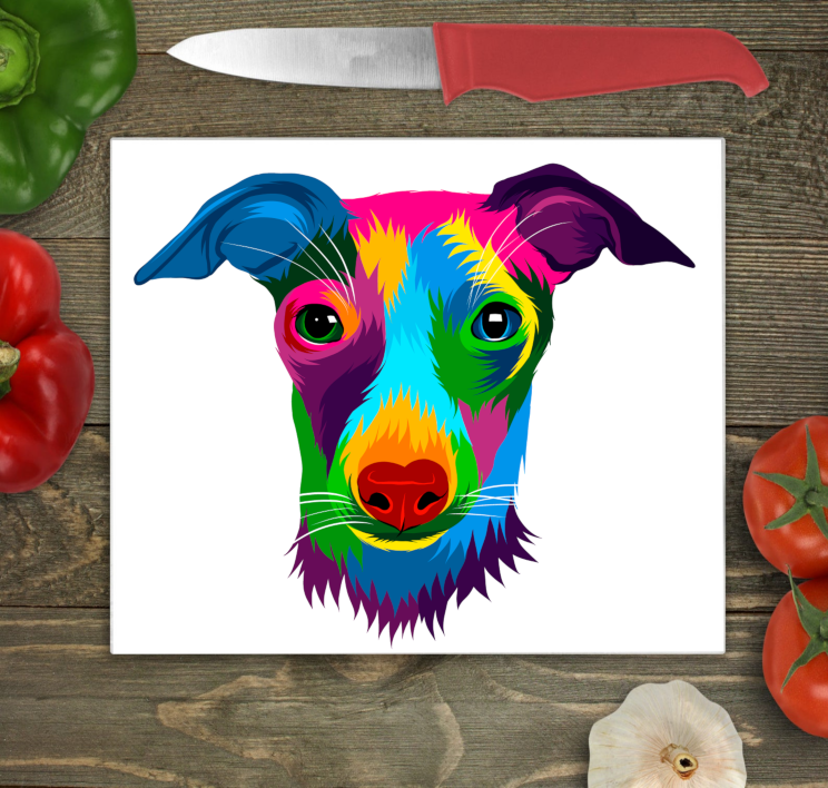 Jack Russell Glass Chopping Board, Jack Russell Worktop protector