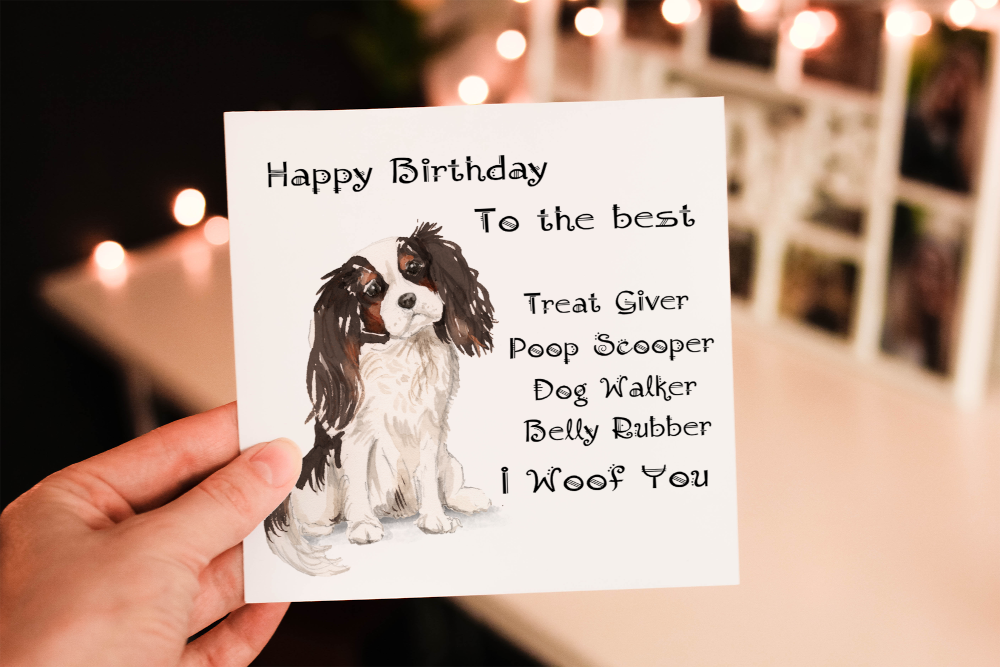 King Charles Spaniel Dog Birthday Card, Dog Birthday Card
