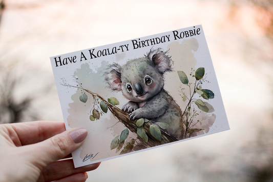 Koala Bear Birthday Card, Card for Birthday, Birthday Card, Friend Birthday Card, Personalised Card, Custom Card, Custom Koala Card