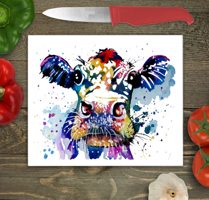 Cow Glass Chopping Board, Cow Cutting Board, Cow Worktop Saver