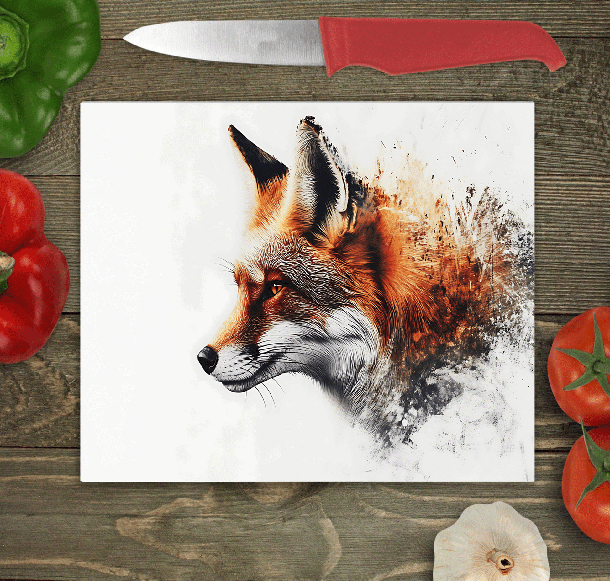 Fox Glass Chopping Board, Fox Worktop Saver